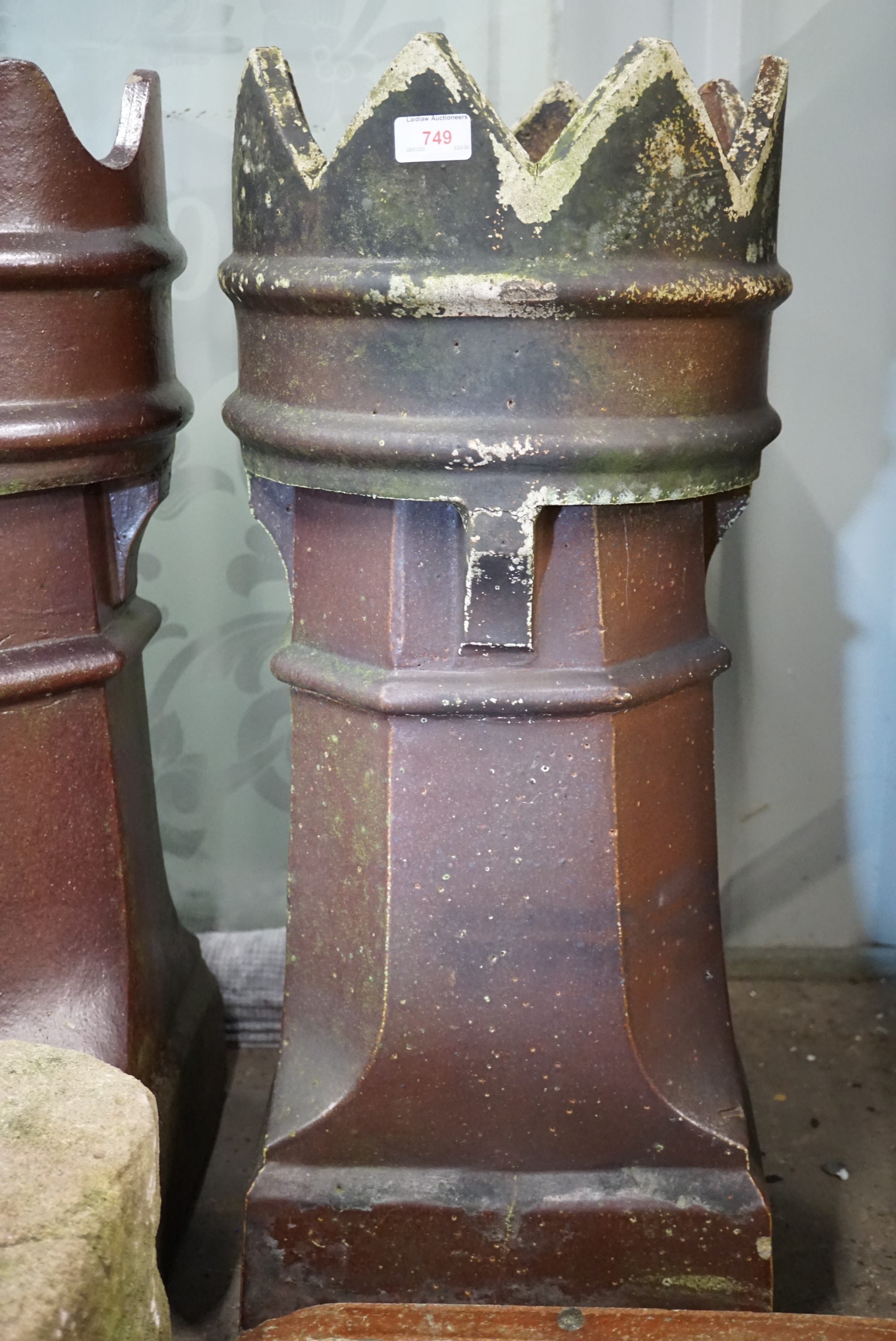 Two chimney pots, 75 cm high, and a chimney cowl