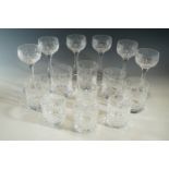 A quantity of cut glass including six Stuart crystal wine glasses