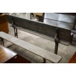 A late 19th / early 20th Century cast iron framed school bench / desk, 183 cm x 64 cm x 71 cm high