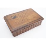 A late 19th / early 20th Century Italian Sorento ware inlaid sewing needles and pins box modelled as