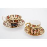 A Royal Crown Derby Imari cup and saucer along with a coffee can and saucer, (tea saucer and