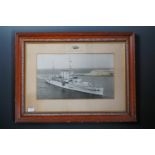 An inter-War / Second World War large framed photograph of the Royal Navy County-class heavy cruiser