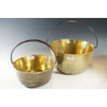 Two brass jam pans, 23 cm and 30 cm diameter