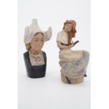 Two Nao figurines, comprising the bust of a nun, and a seated girl brushing her hair, each