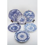 A quantity of Ringtons blue and white wall plates, including "The Story of Tea" and a "Millennium"