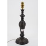 A vintage oriental style bronzed table lamp, 37 cm to top of socket