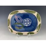 A contemporary Judy Greene Galway Pottery dish, 29 cm x 22 cm