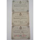 Three Victorian 1st Battalion Border Regiment marksmanship prize award certificate cards