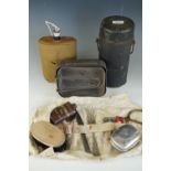 A large collection of Second World War British army personal kit together with an army Thermos