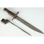 A Canadian Ross rifle bayonet together with a Second World War No 4 Mk 2* bayonet