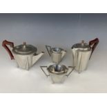 A 1920s Warric pewter tea set