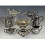 A Victorian EPBM tea set together with other Victorian electroplate