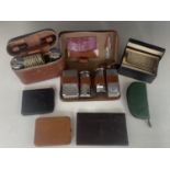 Vintage travel grooming sets, wallets etc