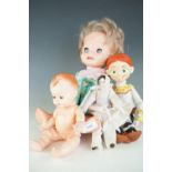 A Victorian small china doll, a mid-20th Century BND composition doll, a 1970s Mattel doll and a Toy