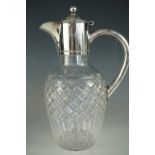 A late 19th / early 20th Century electroplate-mounted cut-glass claret jug by Daniel & Arter