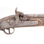 An early 19th Century percussion pistol, having a 13 inch barrel, likely Indian
