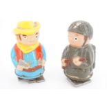 Japanese clockwork plastic toy soldier and cowboy, circa 1960s - 1970s, 8 cm