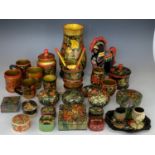 A large quantity of Russian and Indian lacquer ware