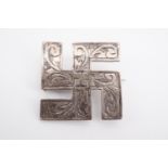 An early 20th Century engraved silver swastika brooch, S & Co, Birmingham, 1910, 23 mm