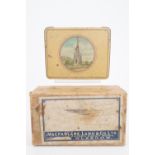 An inter-War McVittie & Price Scott Monument Edinburgh printed tinplate biscuits tin together with