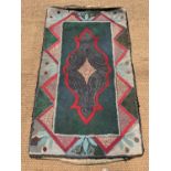 A vintage floral and geometric pattern hooky mat, 160 cm x 90 cm