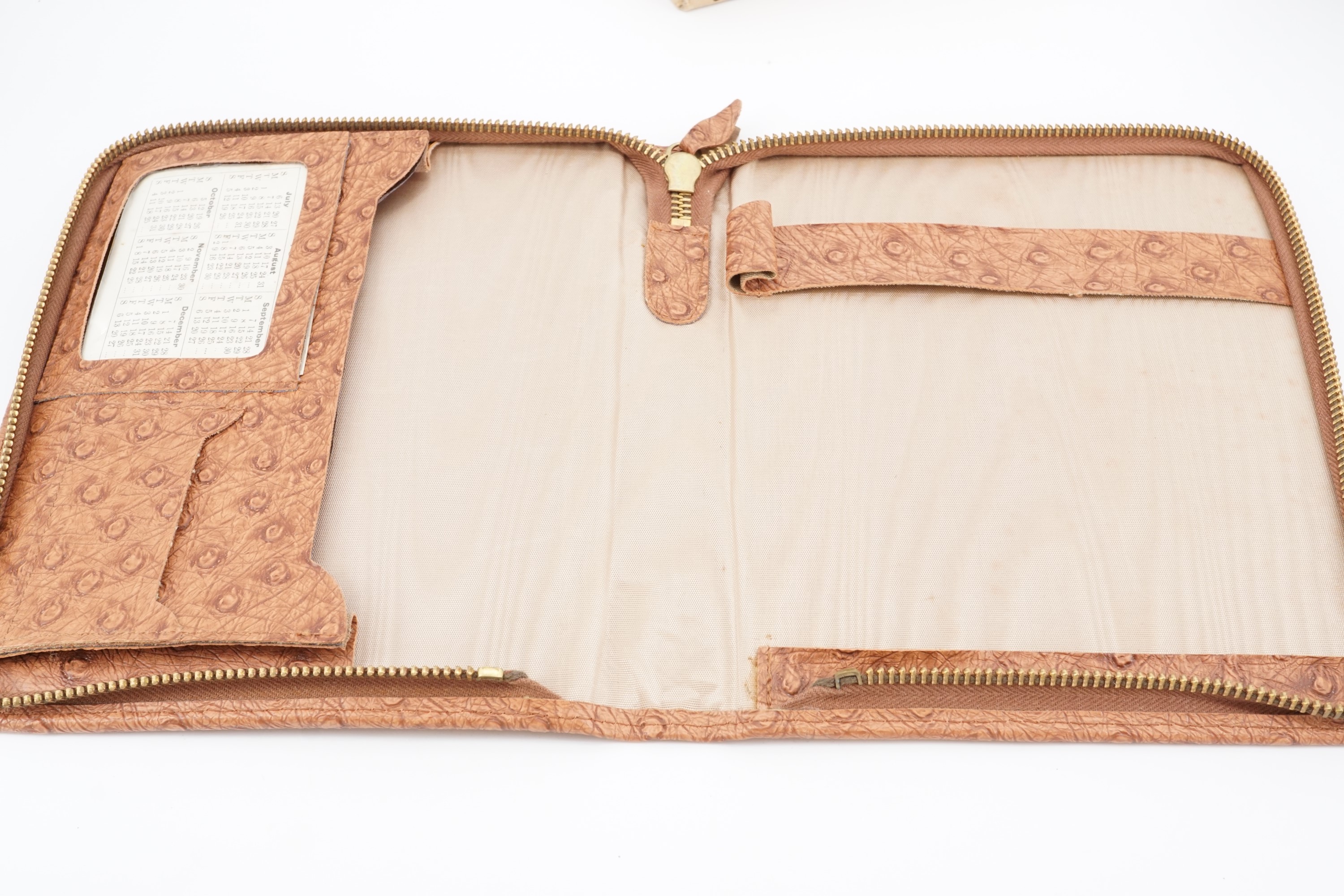 A 1950s faux reptile skin travelling writing case in original carton, together with a leather- - Image 3 of 4