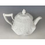 An early 19th Century Wedgwood salt-glazed white stoneware tea pot