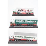 Three official Eddie Stobart merchandise model trucks, 25 cm long