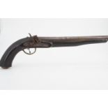 An early 19th Century percussion pistol, the 11.5 inch barrel engraved London, fully stocked and