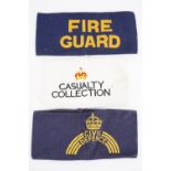 Three Civil Defence arm bands