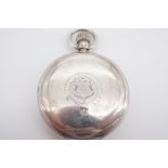 An early 20th Century Waltham silver hunter pocket watch, bearing a 1912 engraved inscription, (a/