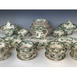 An extensive suite of Mason's Chartreuse dinnerware including 2 covered tureens, 8 large plates, 8