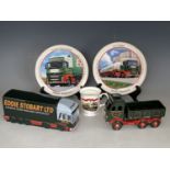 Eddie Stobart commemorative ceramics including a Wade money box and truck, a boxed mug and two