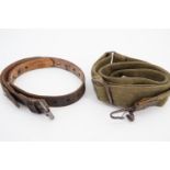 A Second World War German army bread bag shoulder strap together with an equipment strap