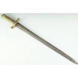 An early to mid 19th Century brass-hilted military short sword with etched blade