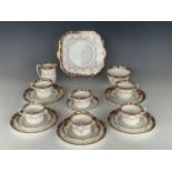 A late 19th / early 20th Century Gladstone China Imari-palette tea set