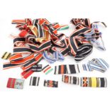 Second World War German military medal bars and a large quantity of original German medal ribbon