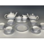 Royal Doulton and similar blue-gray and white tea ware