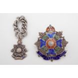 A Great War Border Regiment enamelled white metal watch chain fob medallion or pendant, together