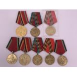 Eight Soviet Jubilee Medals for the Anniversaries of the Great Patriotic War