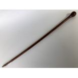 A Great War RAF walking cane fabricated from laminate hardwood salvaged from a wrecked propeller,