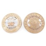 North Staffordshire Regiment and Royal Scots helmet plate centres