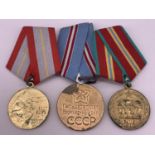 Three Soviet Medals for anniversaries of the Armed Forces of the USSR