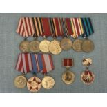 A display of Second World War and post-War Soviet military medals