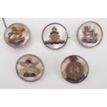 Machine Gun Corps and other Great War mother-of-pearl sweetheart brooches