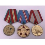 Three Soviet Medals for anniversaries of the Armed Forces of the USSR