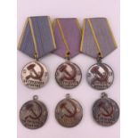 Six Soviet Medals for Distinguished Labour