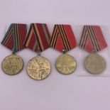 Four Soviet Jubilee Medals for the Anniversaries of the Great Patriotic War