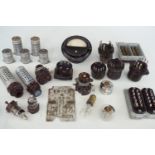 Two Wehrmacht RV 12P 4000 thermionic valves, EBF 11, EZ 11, ECH 11 and other valves, dials,