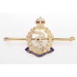 A Great War Royal Army Medical Corps yellow metal sweetheart brooch, tested as high carat yellow